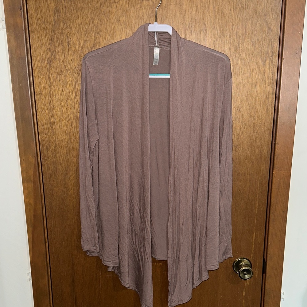 Brown Open Front Cardigan